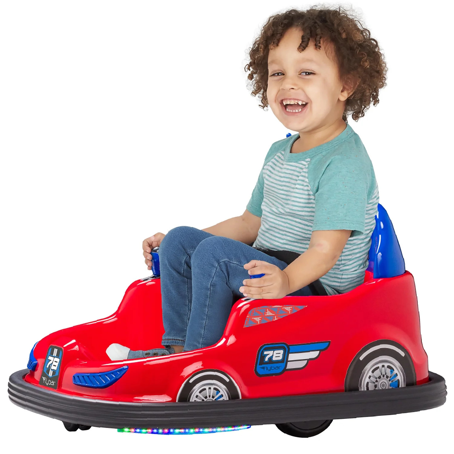 Kid Trax 6V Bumper Car Ride-On Toy, Red, 360° Spin with LED Lights, Soft Bumpers, Safety Belt | Walmart (US)