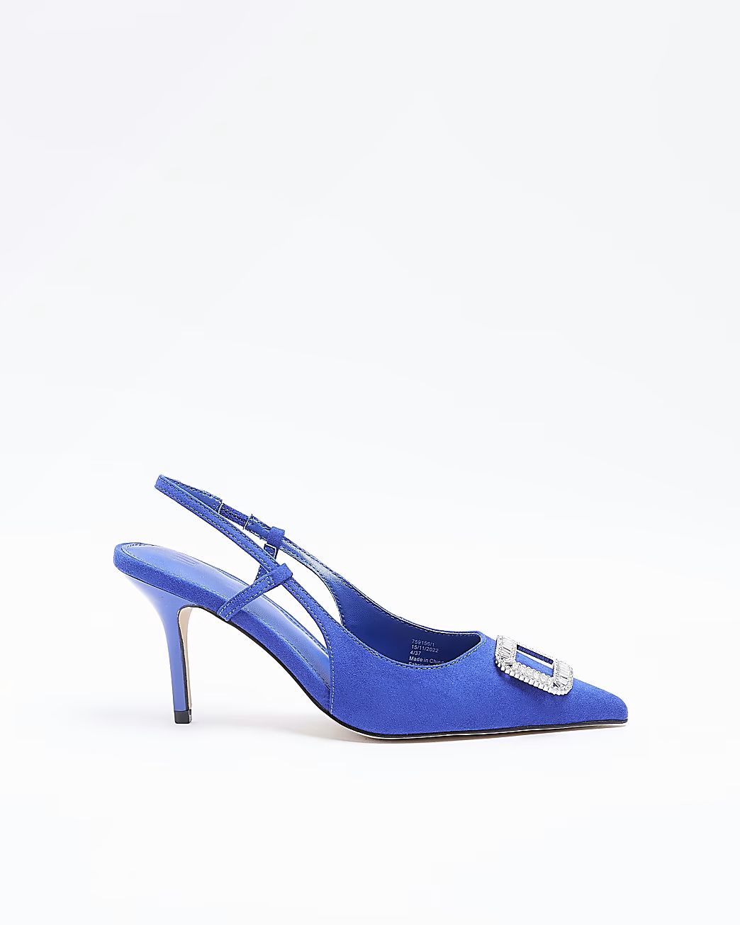 Blue Embellished Sling Court Shoes | River Island (UK & IE)