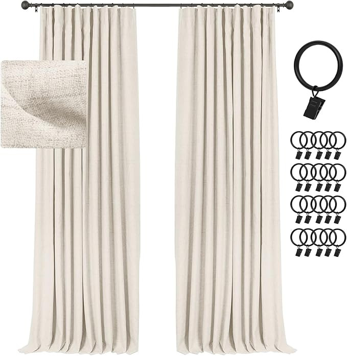 INOVADAY 100% Blackout Curtains for Bedroom, Clip Rings/Rod Pocket Black Out Curtains 2 Panels Se... | Amazon (US)