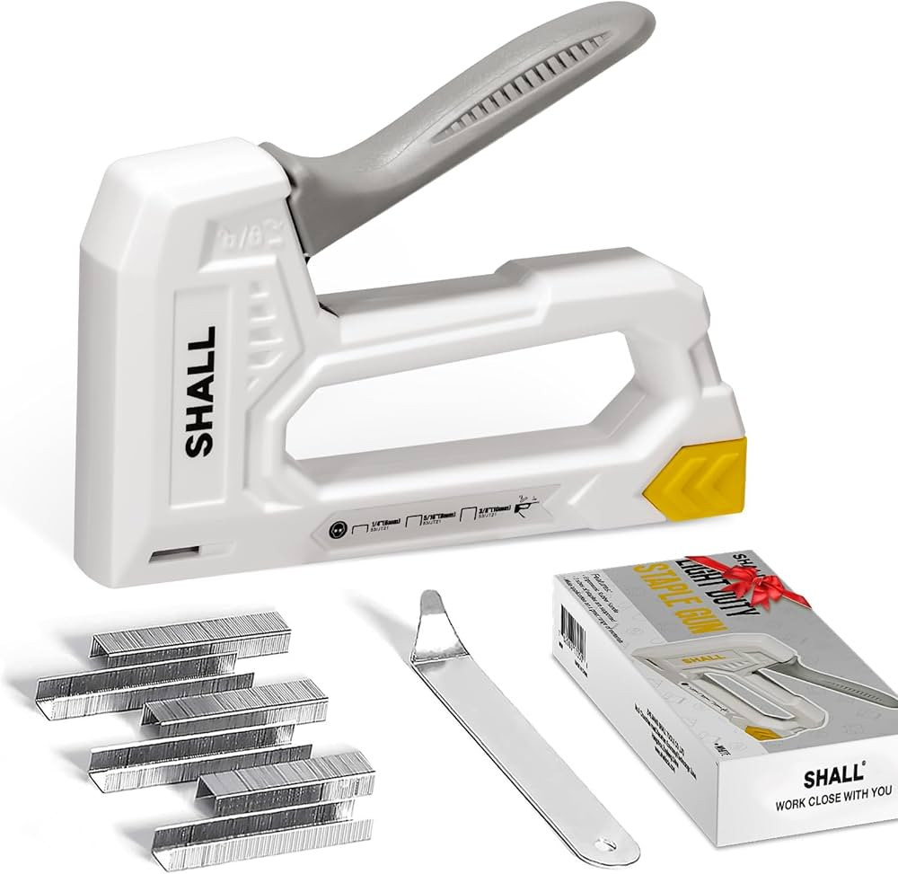 SHALL Light Duty Staple Gun for Wood - White Upholstery Staple Gun with 1600pcs JT21 Staples 1/4,... | Amazon (US)
