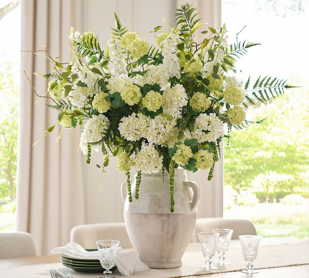 Faux Hydrangea and Fern Elevated Bundle | Pottery Barn (US)