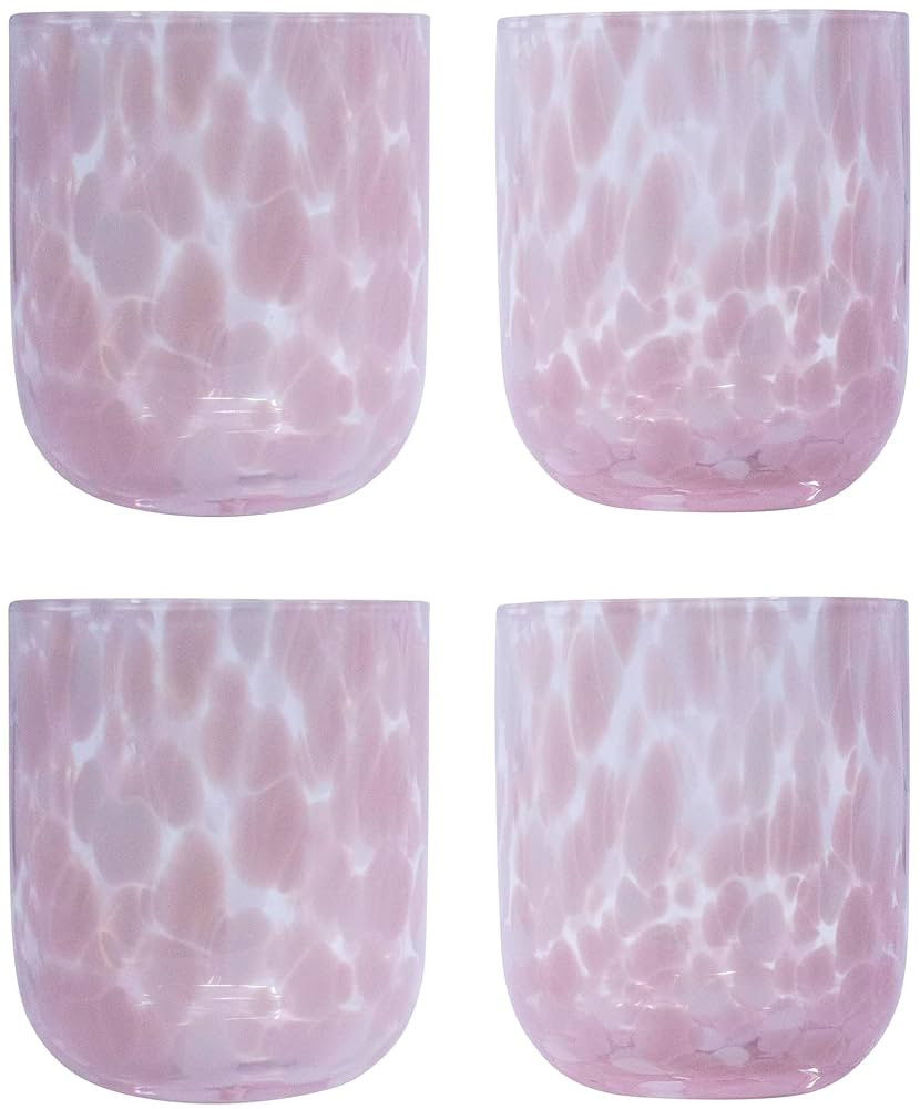 Stephanie Imports Set of 4 Handcrafted Double Old-Fashioned Confetti Drinking Glasses, 12 oz (Bab... | Amazon (US)