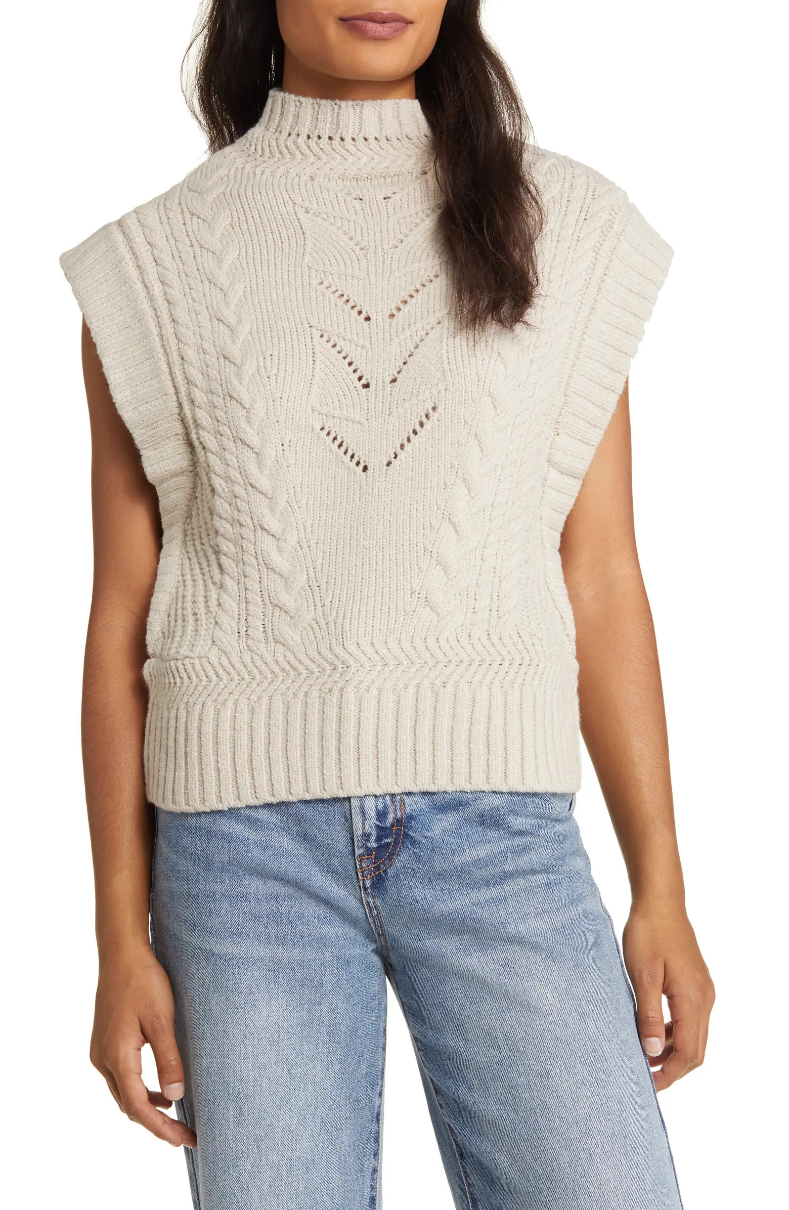 Wit & Wisdom Cable Stitch Mock Neck Sweater Vest | Nordstrom | Nordstrom