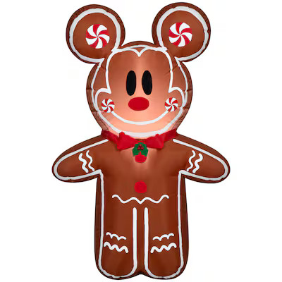 Disney 3.5-ft Gingerbread Mickey Mouse Inflatable Christmas Decoration | Lowe's
