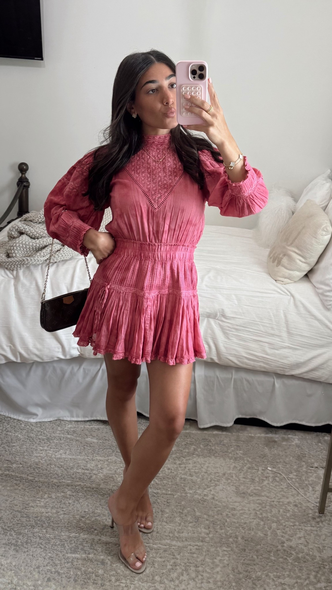 Bridal shower 🩷

Dress - love shack fancy 
Shoes - Shultz 