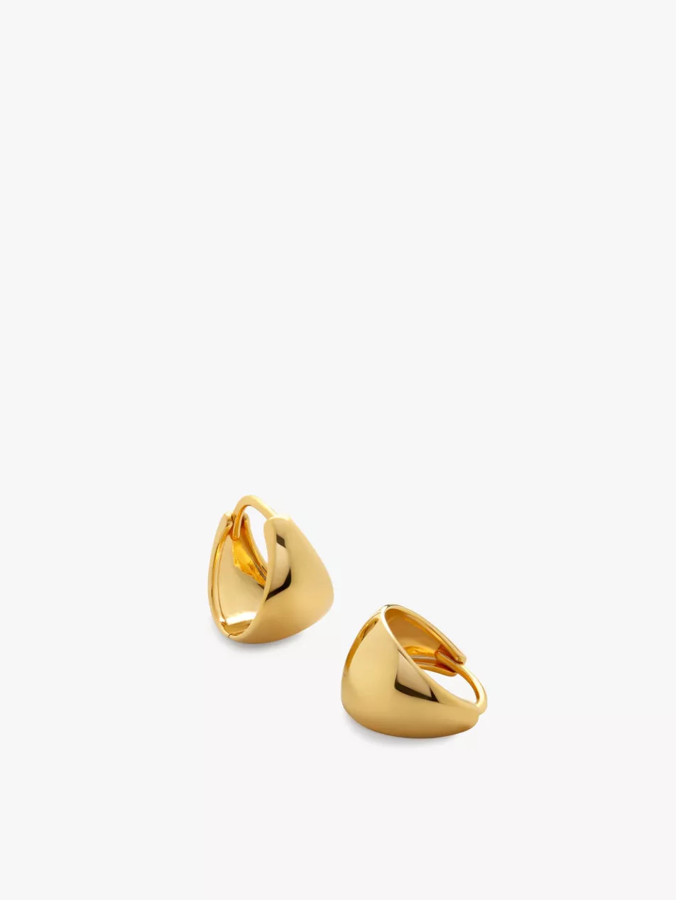 Tapered 18ct yellow gold-plated vermeil sterling silver huggie earrings | Selfridges
