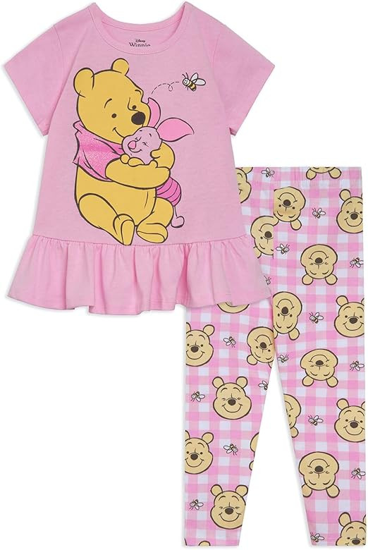 Disney Winnie the Pooh Peplum T-Shirt and Leggings Outfit Set Newborn to Toddler Sizes (0-3 Month... | Amazon (US)