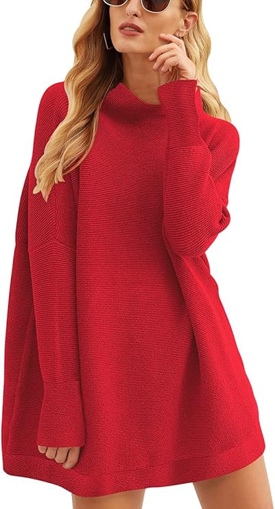 ANRABESS Women Oversized Casual Loose Turtleneck Long Sleeve Slouchy Baggy Knit Tunic Sweaters Pu... | Amazon (US)