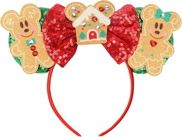 ETLUK Christmas Mouse Ears Headband for Women, Sequin Christmas Ears Headband for Party Cosplay C... | Amazon (US)