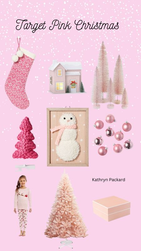 Target pink Christmas pink Christmas tree pink Christmas house pink stocking pastel Christmas pink snowman pink ornaments  gift wrap Target find target Christmas￼