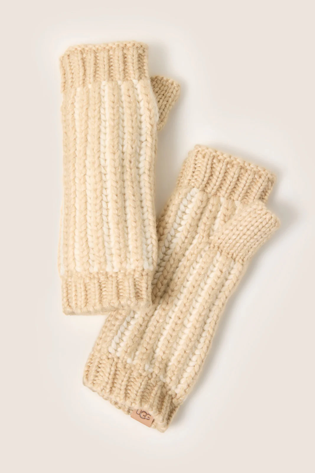 UGG Women's Chunky Plaited Fingerless Gloves, Taupe | Evereve