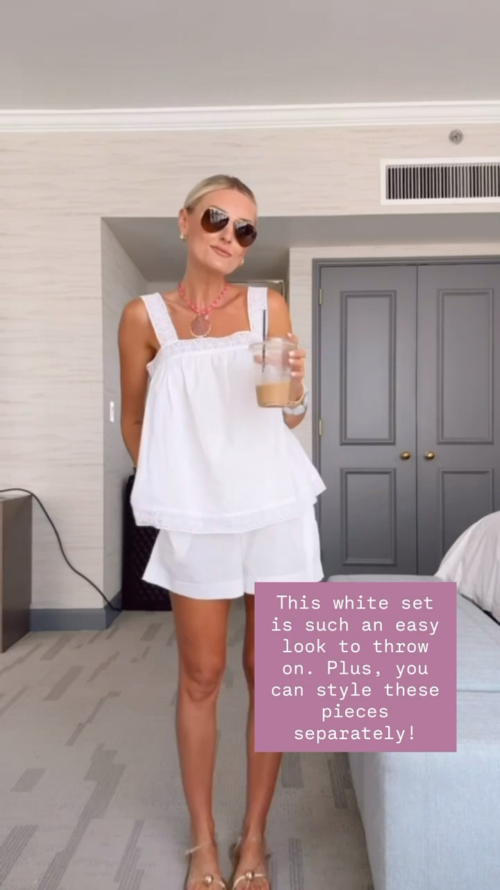 This is such a classic white set! I love the eyelet detail, and I even wore this with jeans shopping in LA! So cute for the summer! Wearing S! Loverly Grey, white set, bride, matching set, Amazon, vacation outfit

#LTKootd #LTKSeasonal #LTKTravel