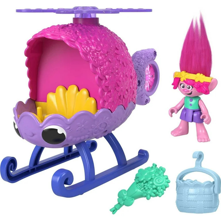 Imaginext Dreamworks Trolls Poppy Figure And Toy Helicopter For Preschool Pretend Play, 4 Pieces ... | Walmart (US)