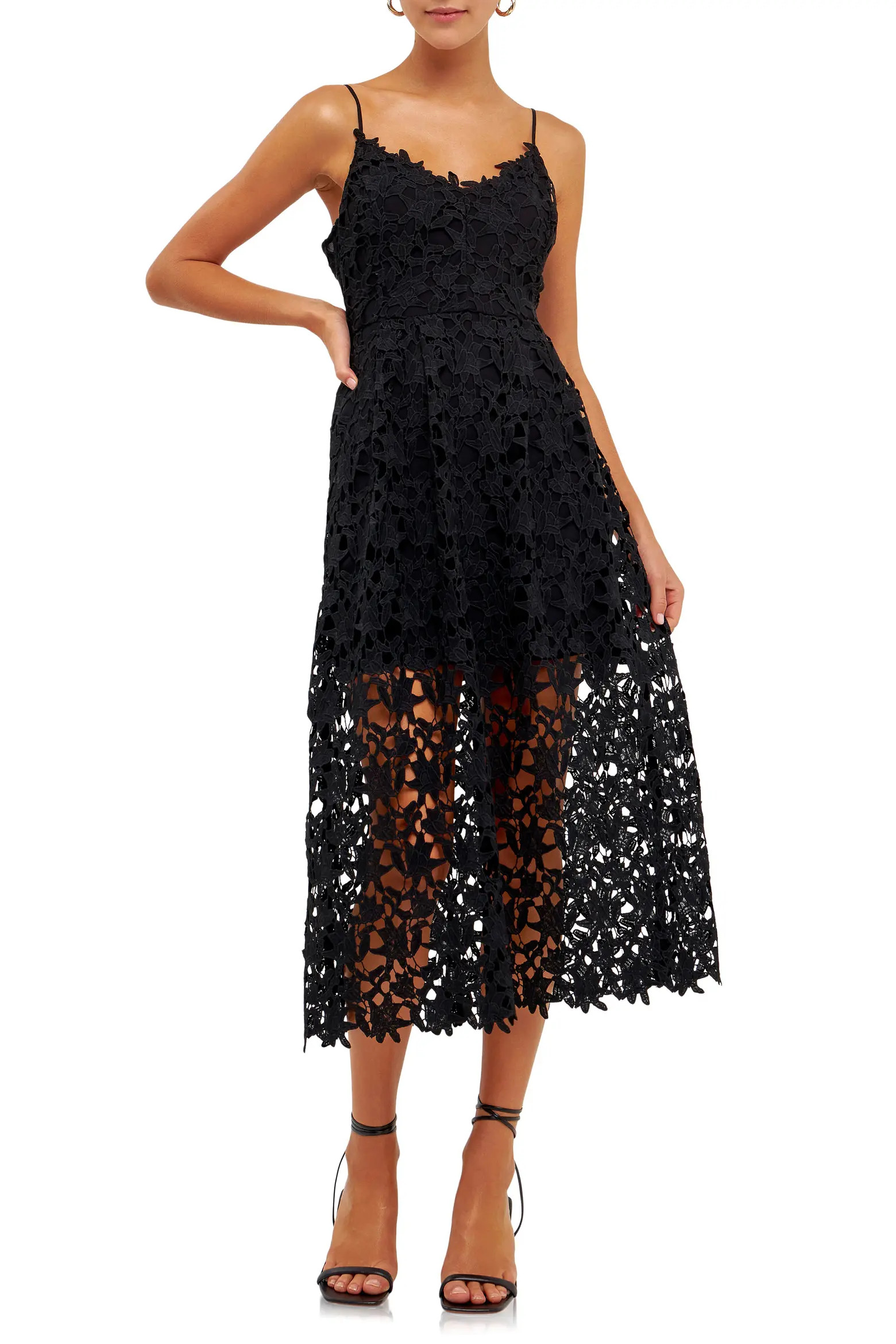 Endless Rose Lace Spaghetti Strap Midi Dress (Women) | Nordstrom | Nordstrom