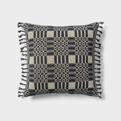24"x24" Woven Geo Euro Decorative Pillow Dark Blue - Threshold™ | Target