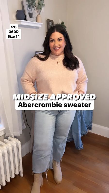 confidentlycarina loving this new Abercrombie sweater!!! So soft and cozy but not itchy at all. Wearing an XL but could have done a L. Also linking the same jeans I’m wearing, just not the cropped version since they’re sold out. 

#LTKHoliday #LTKmidsize #LTKSeasonal