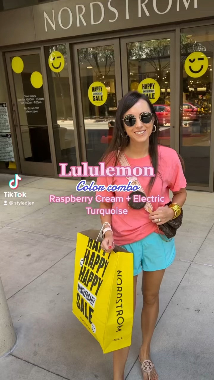 Lululemon all yours tee in raspberry cream (size 4) with hotty hot shorts in electric turquoise (size 6) 



#LTKSeasonal #LTKunder100 #LTKfit