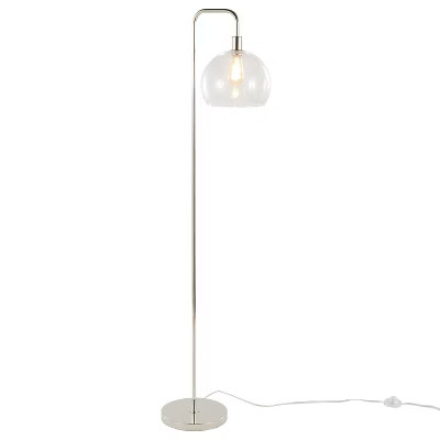 LumiSource Metro 61" Metal Floor Lamp in Polished Nickel with Seeded Glass Shade from Grandview G... | Target