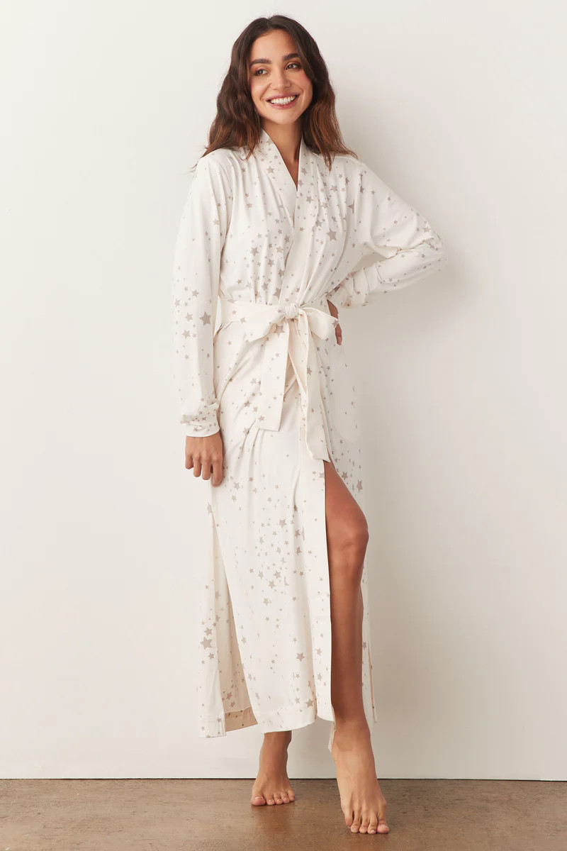 SKYLER BANDED LONG ROBE | TAUPE STARS | MASONgrey
