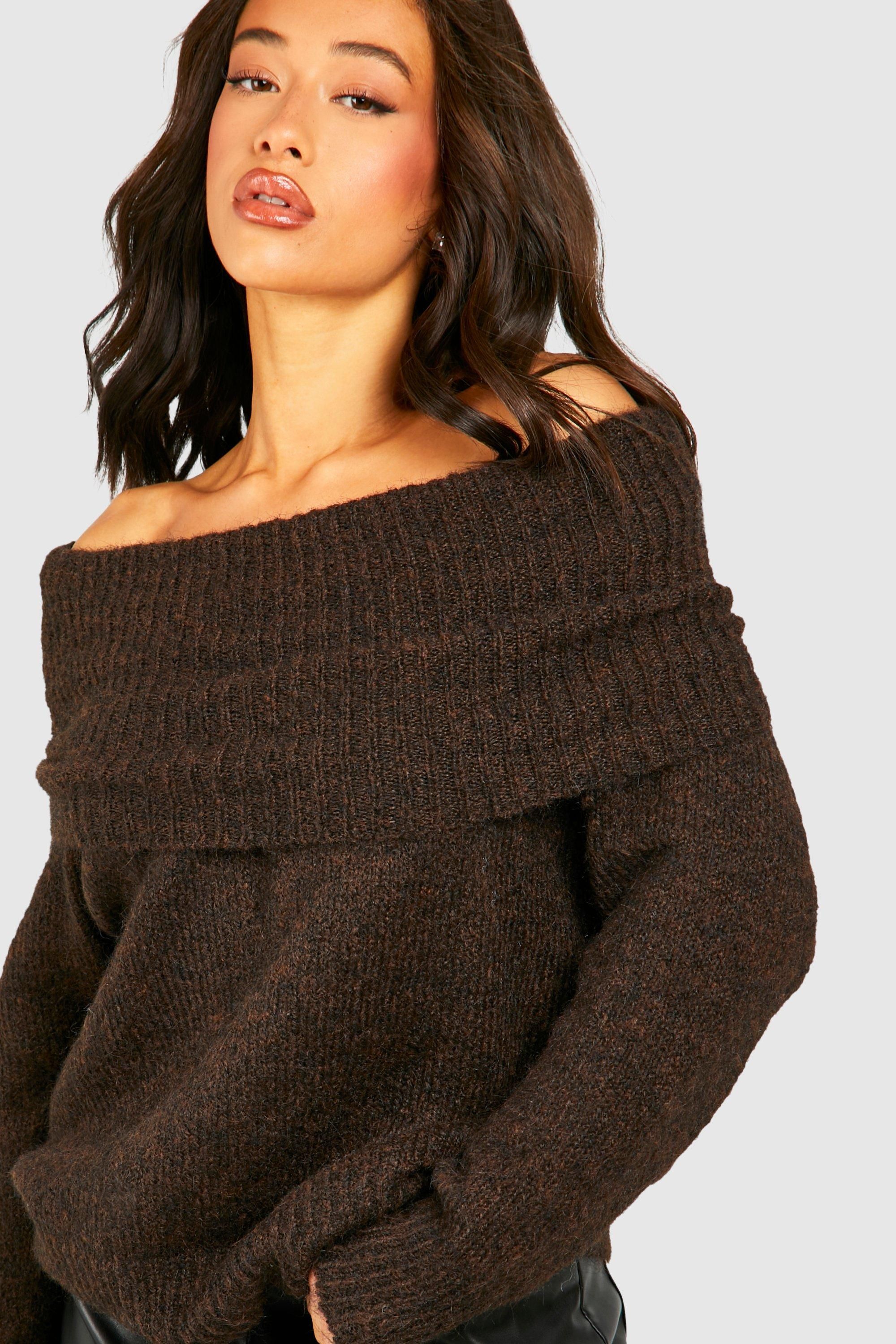 Premium Soft Knit Off The Shoulder Oversized Sweater | boohoo (US & Canada)