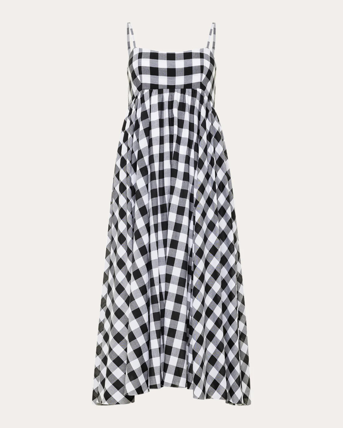 Rachel Gathered-Waist Gingham-Print Cotton Midi Dress | Olivela
