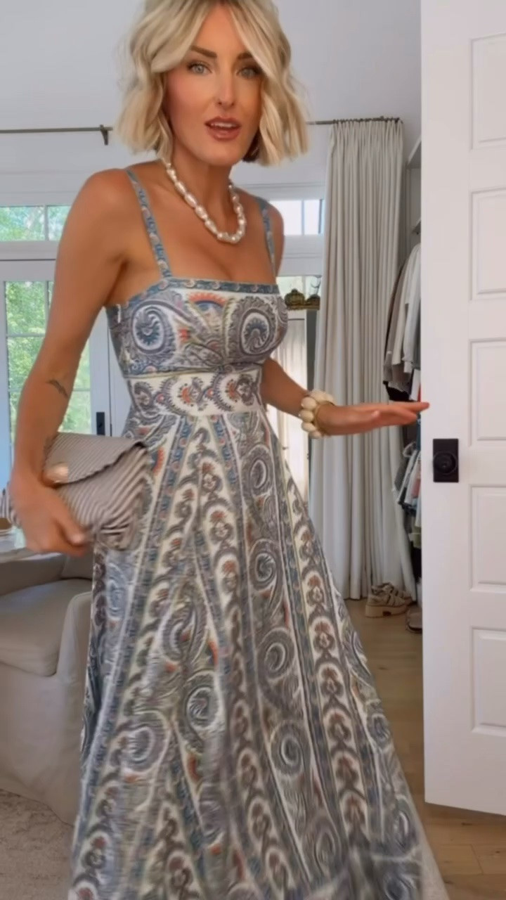I mean how stunning is the pattern on this dress? I am obsessed with this color palette and the flattering fit. This can be worn numerous ways with how you style it, from days out, resort wear and vacation, to a wedding guest dress look. Wearing S

Loverly grey, hill house Margot dress, paisley blue midi, blue Corsica, summer dresses for women 

#LTKSeasonal #LTKTravel #LTKWedding