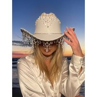 Iridescent Rhinestone Fringe Cowboy Hat ""Majestic"" Losangelescowgirl.com Birthdays, Bachelorette P | Etsy (US)
