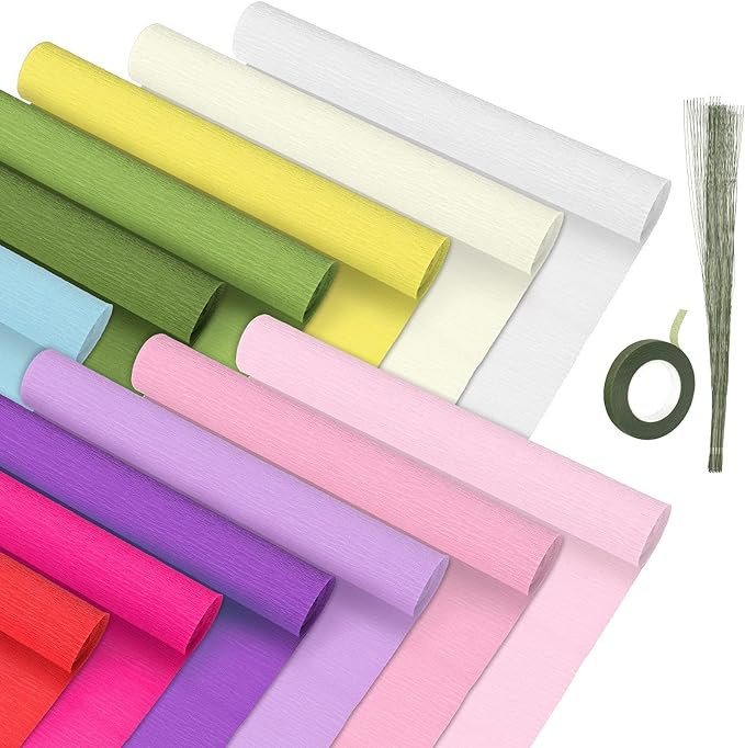 12 Rolls Crepe Paper Rolls 12 Colors Wide Crepe Paper Streamer 10 Inch x 8 Feet Assorted Streamer... | Amazon (US)