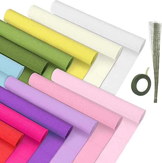 12 Rolls Crepe Paper Rolls 12 Colors Wide Crepe Paper Streamer 10 Inch x 8 Feet Assorted Streamer... | Amazon (US)