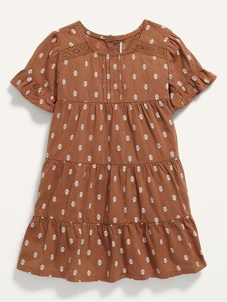 Tiered Printed Pintucked Short-Sleeve Dress for Toddler Girls | Old Navy (US)