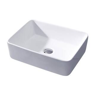 LUXIER Rectangular Bathroom Ceramic Vessel Sink Art Basin in White CS-013 - The Home Depot | The Home Depot