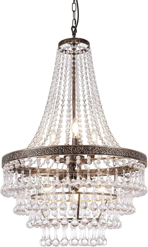 TOCHIC French Empire Crystal Chandelier Lighting Antique Bronze, 6-Light French Country Foyer Cha... | Amazon (US)