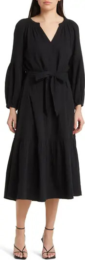 Rails Vittoria Long Sleeve Double Organic Cotton Gauze Midi Dress | Nordstrom | Nordstrom