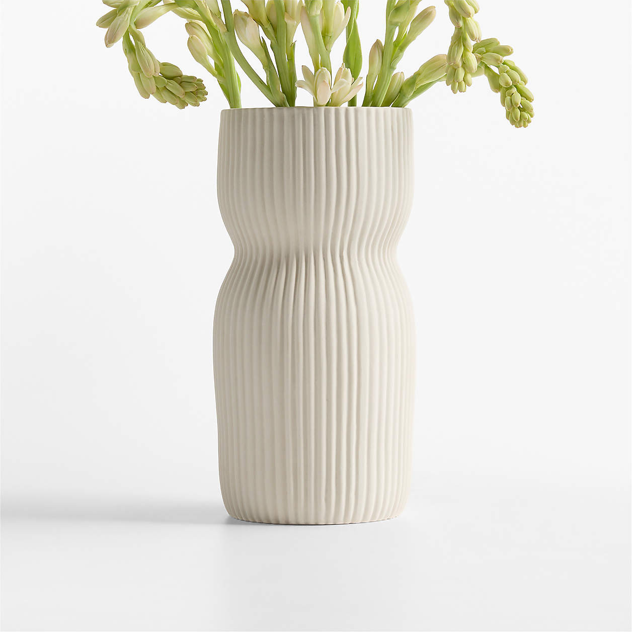 Curvy Ribbed Ceramic Vase 9" by Cym Warkov + Reviews | Crate & Barrel | Crate & Barrel
