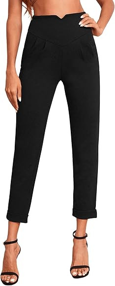 SweatyRocks Women's Pants Casual High Waist Skinny Leggings Stretchy Work Pants | Amazon (US)