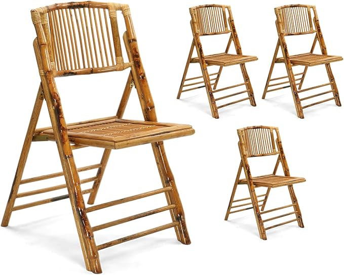 Bonnlo Bamboo Folding Chairs 1/2/4 Pack Foldable Dining Wood Chairs for Outdoor Indoor Garden Pat... | Amazon (US)
