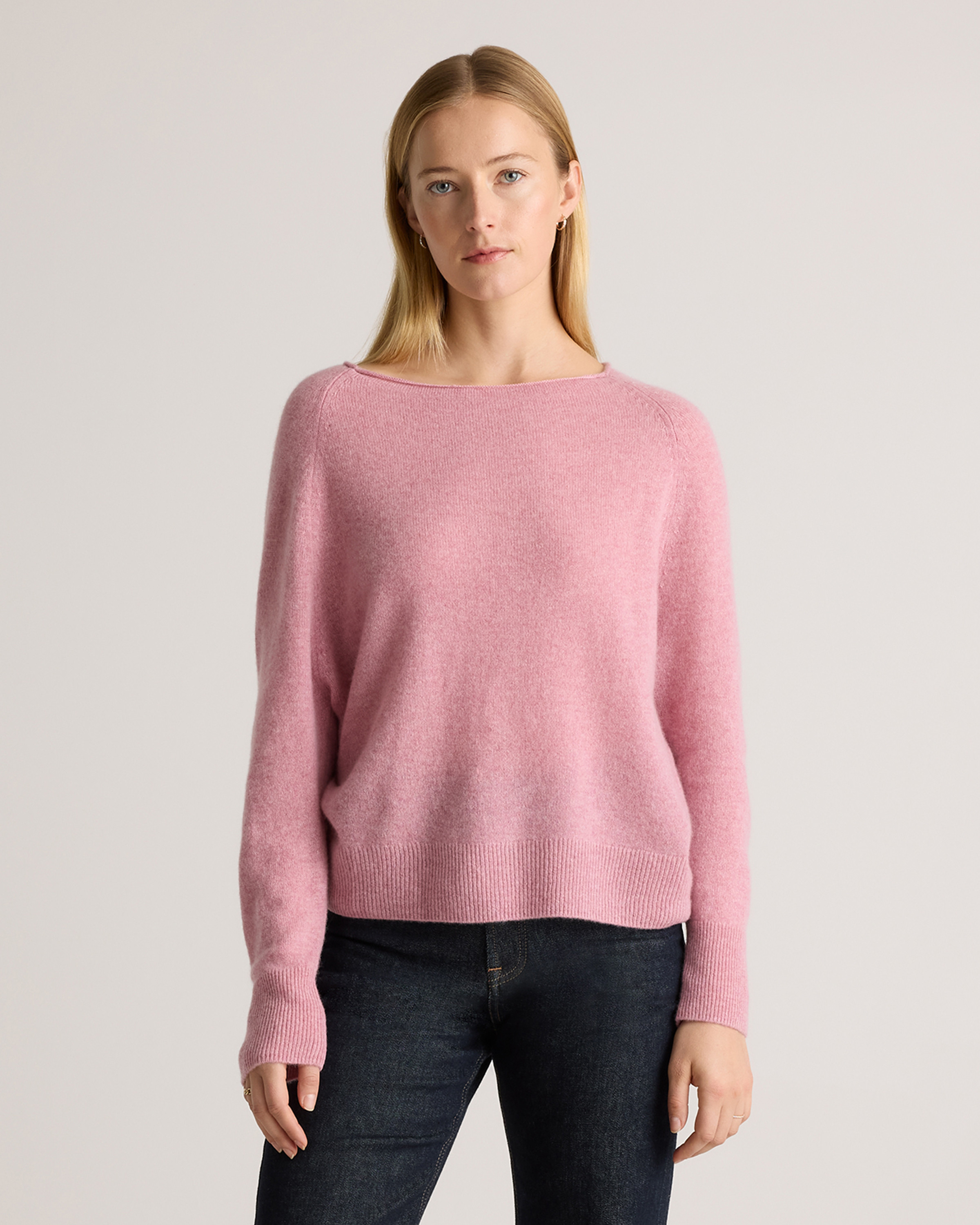 Quince | Women's Mongolian Cashmere Boatneck Sweater in Mauve Mist, Size Small | Quince