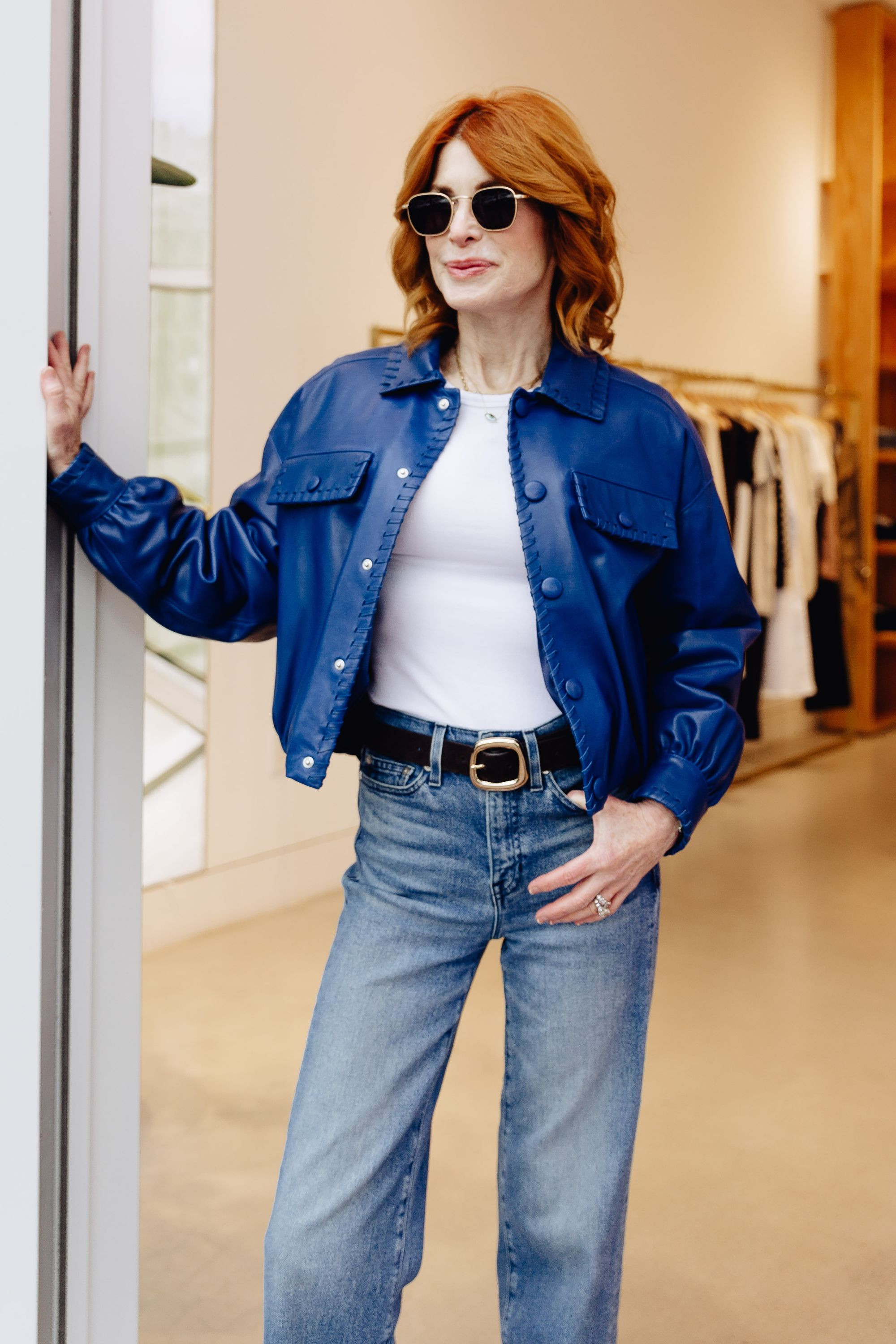 This blue leather jacket is the hottest color trend for 2026 and instantly elevates a simple jeans-and-tee look. A true statement coat that feels modern, flattering, and timeless all at once. 

 

#LTKootd #LTKOver40 #LTKootd #LTKOver40 #LTKWorkwear