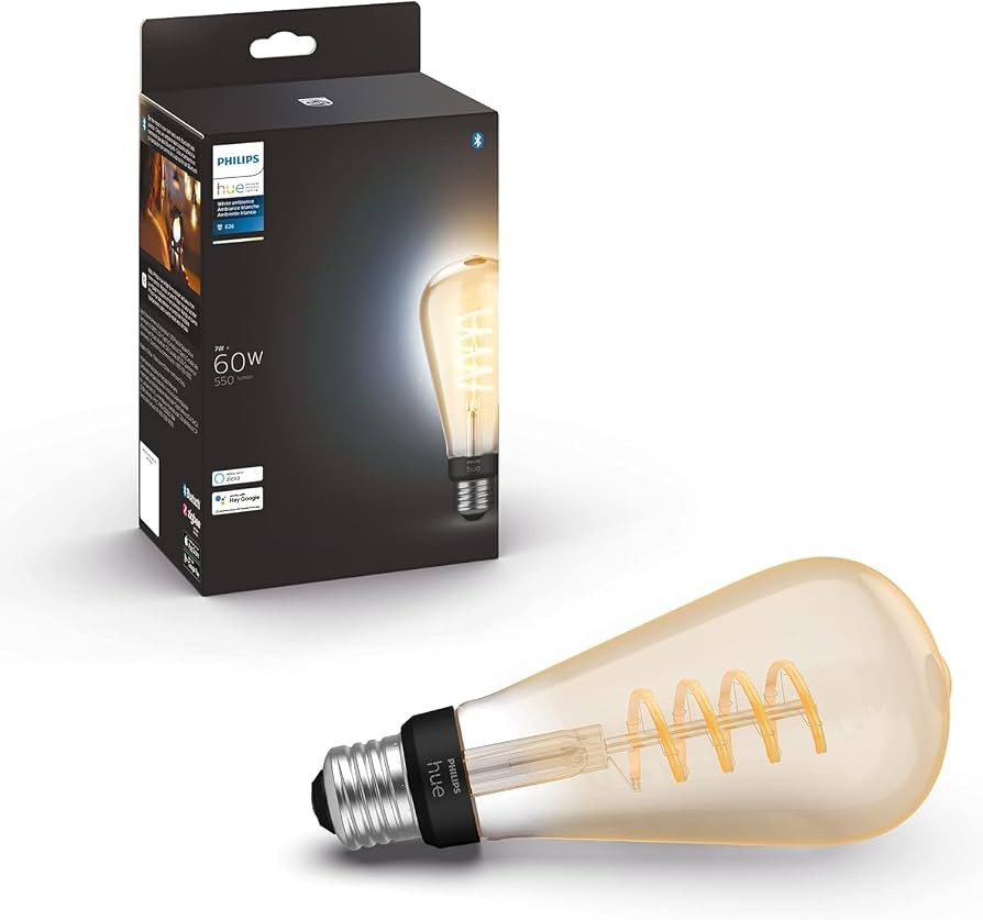 Philips Hue Smart 60W ST23 Filament LED Bulb - White Ambiance Warm-to-Cool White Light - 1 Pack -... | Amazon (US)