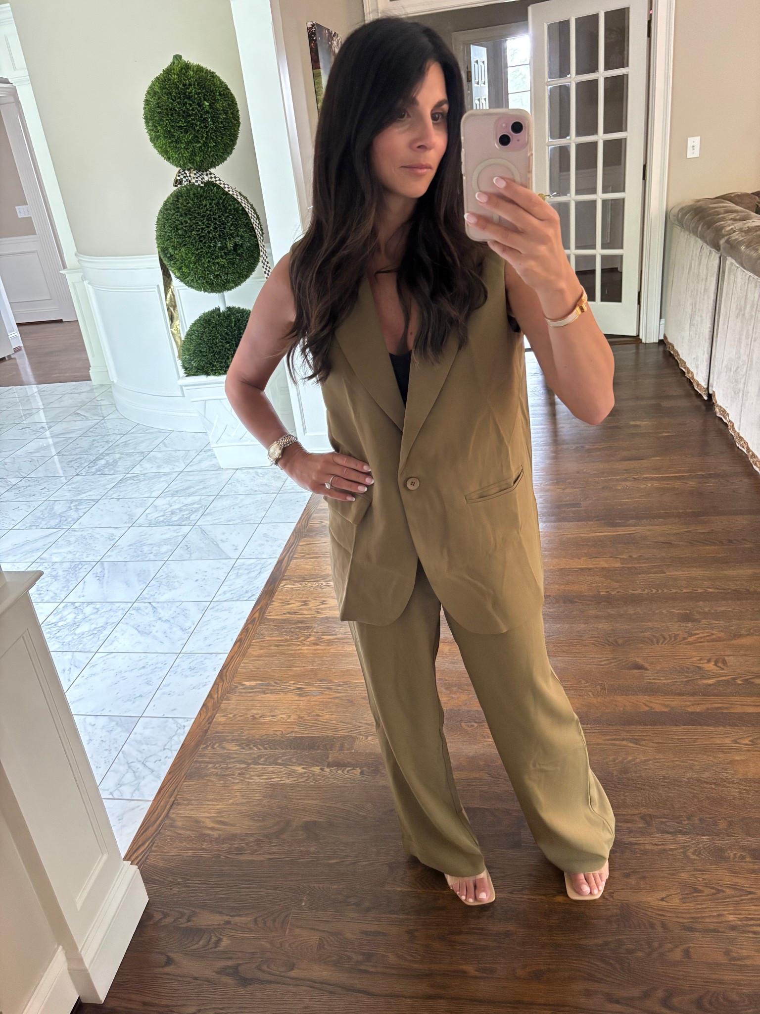 Communion season style—with a side of ‘80s mom nostalgia. This sleeveless blazer set has me feeling like I stepped out of my mom’s closet in the best way. 
#LTKStyle #LTKSpringStyle #LTKOutfit #ChicStyle #PowerSuit #ModernMinimalist #OOTD #WomensStyle #NeutralStyle #TimelessFashion #LTKMomStyle #LTKSeasonalStyle