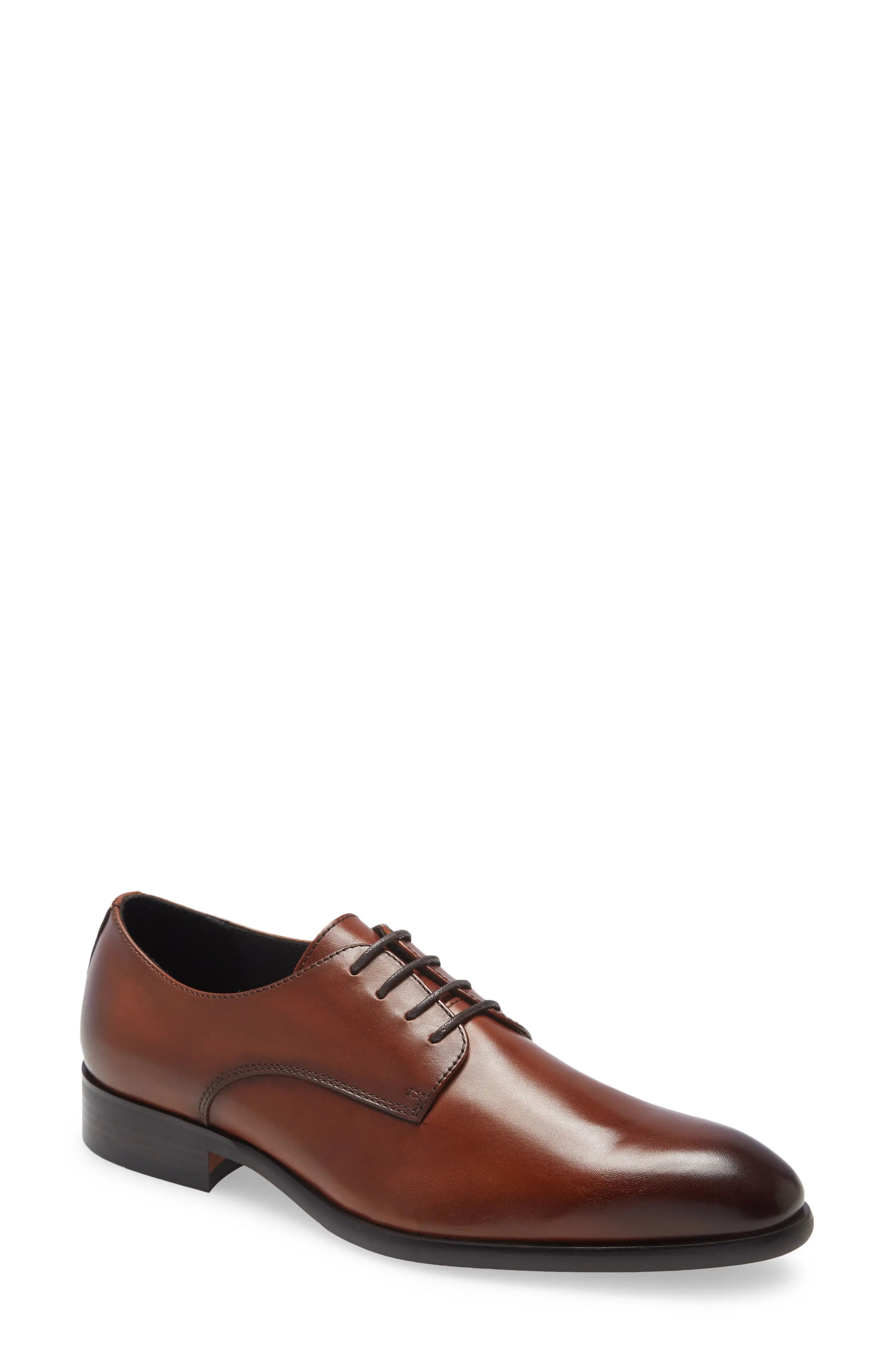 Nordstrom Dax Plain Toe Derby in Brown Leather at Nordstrom, Size 7 | Nordstrom