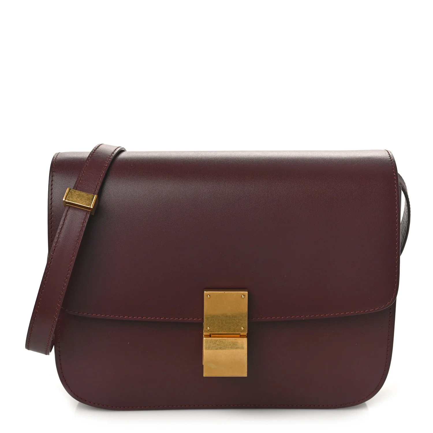 Liege Calfskin Medium Classic Box Flap Bag Burgundy | FASHIONPHILE (US)