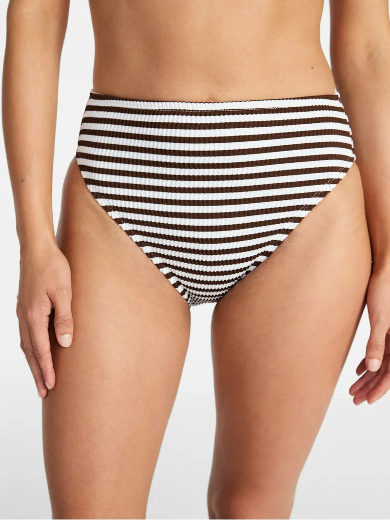 Time and Tru Women's and Women's Plus Size Crinkle High Rise High Leg Cheeky Bikini Bottoms, Size... | Walmart (US)