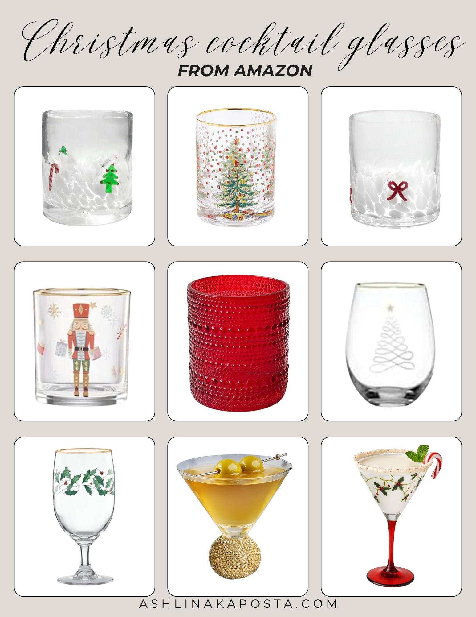 ELEGANT CHRISTMAS COCKTAIL GLASSES FROM AMAZON. Bring a touch of holiday elegance to every pour with these stunning Christmas cocktail glasses —Whether you’re hosting a Christmas dinner, a glam cocktail party, or just mixing up a holiday martini by the fire, these glasses add that elevated, timeless sparkle your bar cart deserves. Think old-Hollywood charm meets modern Christmas magic. 

 #AmazonHome #AmazonFinds #ChristmasCocktails #HolidayEntertaining #CocktailGlasses #GoldRimGlassware #BarCartGoals #HolidayHosting #ChristmasBarCart #ElegantGlassware #ChristmasDecorIdeas #AmazonHolidayFinds #HolidayEntertainingEssentials #VintageGlassware #AmazonKitchen #ChristmasAesthetic #LTKHoliday #LTKHome