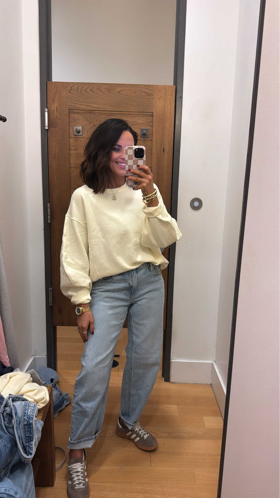I told y’all I was going to be wearing more color in 2026 & this soft yellow sweatshirt is PERFECT! So good for casual daily wear or with a pair of sweats, it’s perfect for a lounge day! VintagePickin elevated basics yellow sweatshirt casual outfit chic style lunch outfit aerie finds aerie sweatshirt American eagle favorites

#LTKmomlife #LTKFindsUnder50 #LTKootd