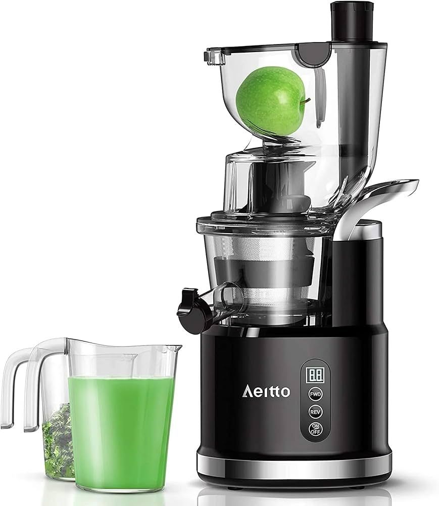 Aeitto Slow Juicer, Slow Masticating Juicer Machine with Big Wide 81mm Chute 900 ml Juice Cup, Co... | Amazon (US)