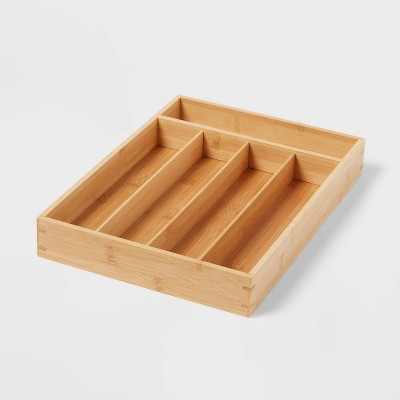 Natural 5 Compartment Flatware Drawer Organizer Brown - Brightroom™: Silverware & Utensils Holder, In-Drawer Storage | Target