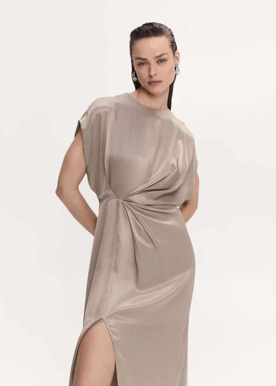 Side-slit satin dress | MANGO (US)