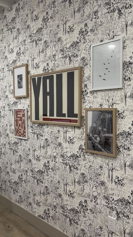 Our fun basement wallpaper gallery wall!! 