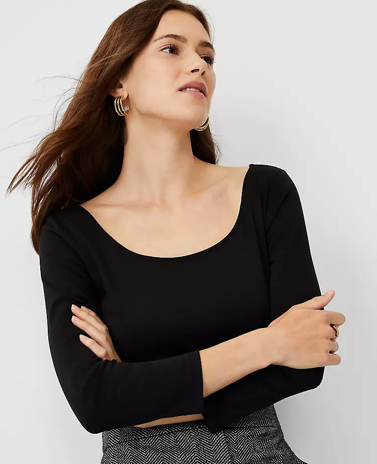 3/4 Sleeve Scoop Neck Top | Ann Taylor | Ann Taylor (US)